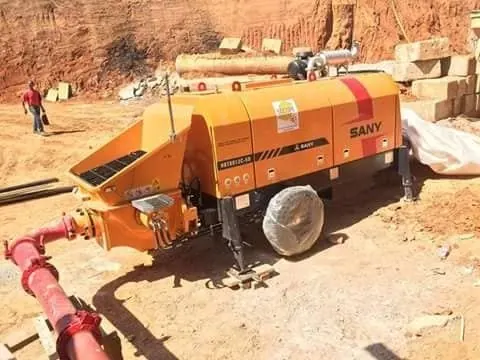 SANY concrete pump in operation on a construction site