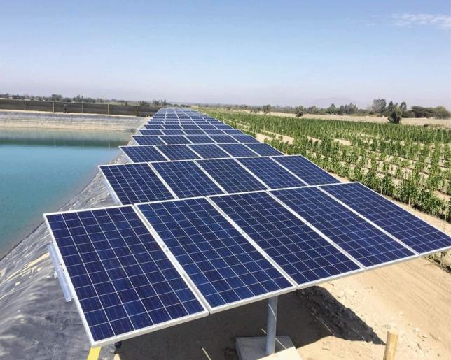 Solar-powered water pumping installation